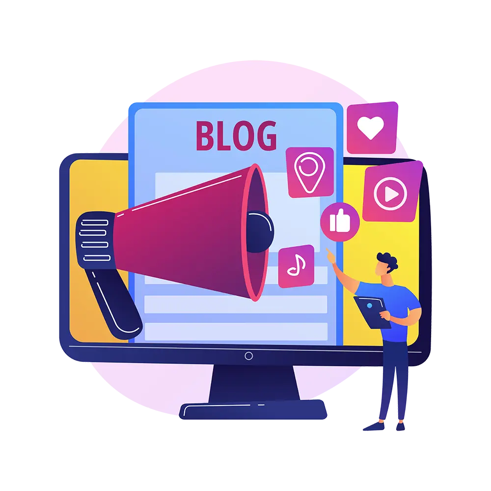 Blog writing illustration showing content creation concept