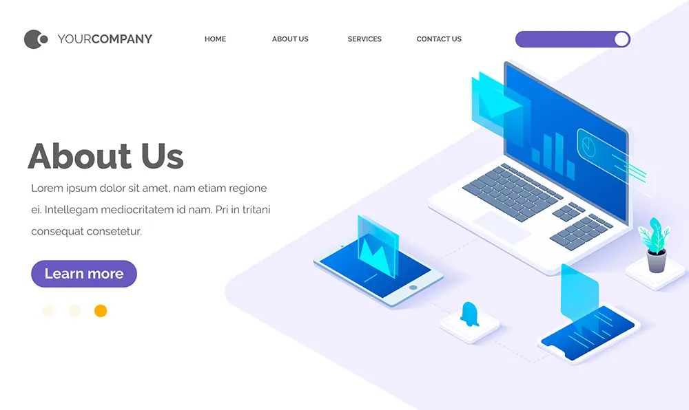 About us and homepage content writing design illustration