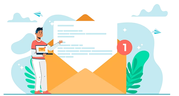 Email marketing campaign showing newsletters and automated customer engagement