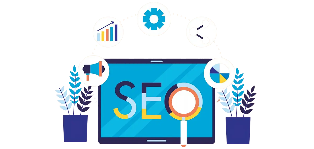 Search engine optimization process showing keyword ranking and website traffic growth