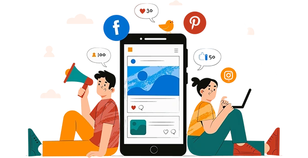 Social media marketing strategy showing engagement and audience growth on platforms