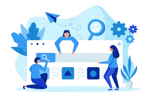Web development categories illustration including design, tools, performance, and tutorials
