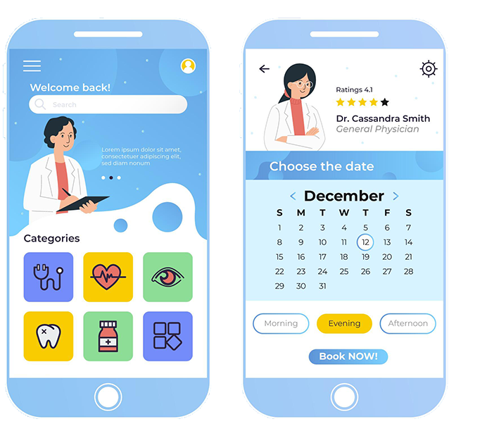 iagnostic centre mobile app with booking, calendar scheduling, and patient management features
